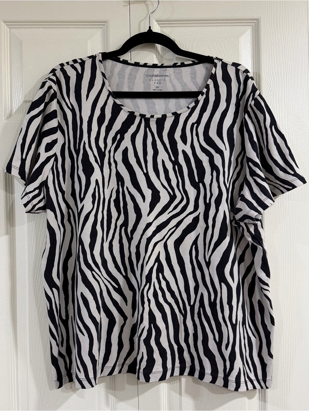 croft & barrow Black and White Zebra-Print Short Sleeve Tee